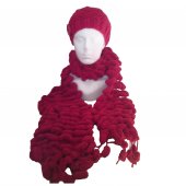 Bobble Scarf and Hat - Red