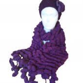 Bobble Scarf and Hat - Purple