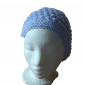 Pale blue front and pale fluffy crown patterned hat - 2 tone hat