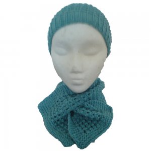 Teal Hat and Short Scarf