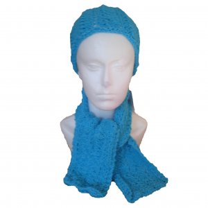 Turquoise Smal Size Hat and Scarf Set
